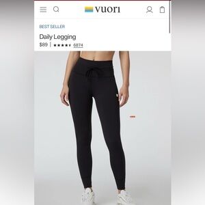 Vuori Black Daily Legging size L